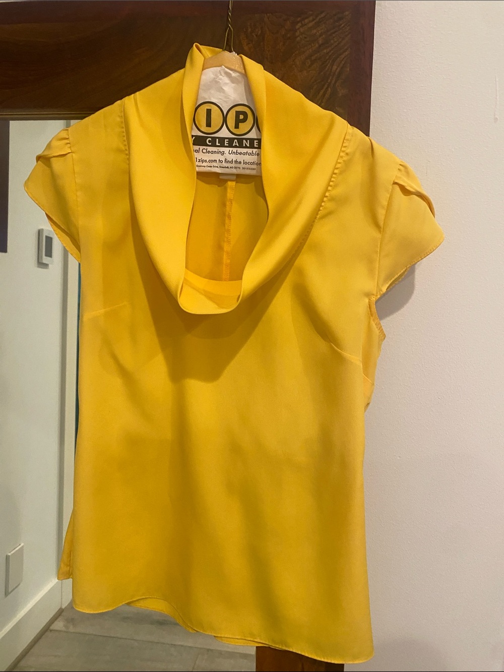 Banana Republic Yellow Cowl-Neck Cap Sleeve Blouse